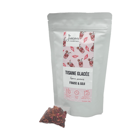 Infusion glacée Fraise & Goji - Tisane glacée hibiscus Les Jardins de l'Hermitage