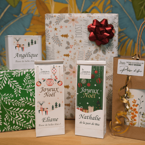 Sachet de thé de Noël personnalisé - Les Jardins de l'Hermitage