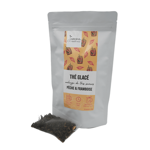 Thé glacé bio Pêche & framboise - Sachets pré - posés - Les Jardins de l'Hermitage