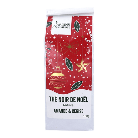 Thé noir de Noël sachet 100g : Amande et cerise - Thés de Noël Les Jardins de l'Hermitage