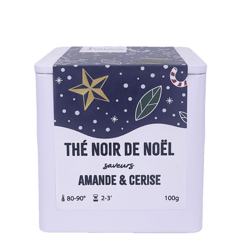 Boite de thé noir de Noël saveurs amande et cerise - Les Jardins de l'Hermitage