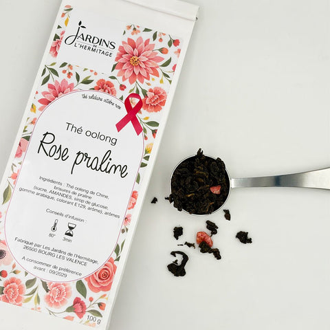 Thé oolong Octobre Rose saveur praline rose - Les Jardins de l'Hermitage