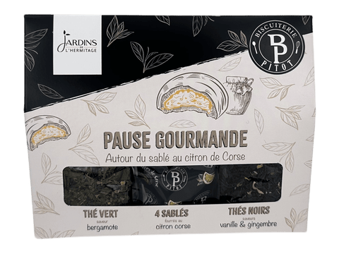 Trio  assortiment de thés et sablés Pitot - Les Jardins de l'Hermitage